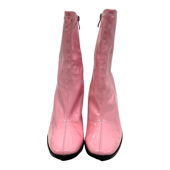 Raid ASOS Saylor Barbie Pink Patent Block Heel Mid Calf Boots Women’s 8 Wide Fit - Picture 5 of 16